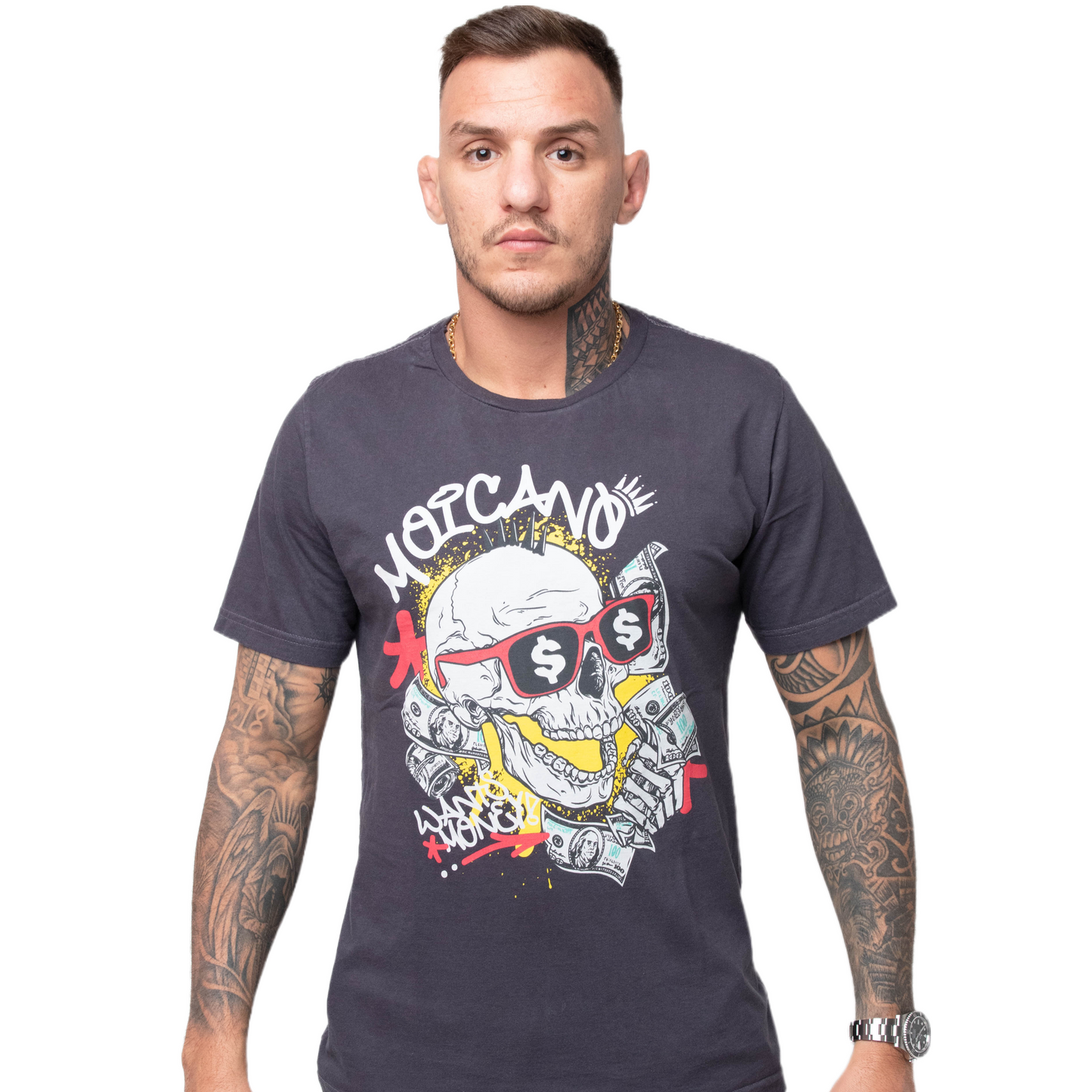 Money Moicano MUST HAVE t-shirt - SOFT BLACK - SKULL design